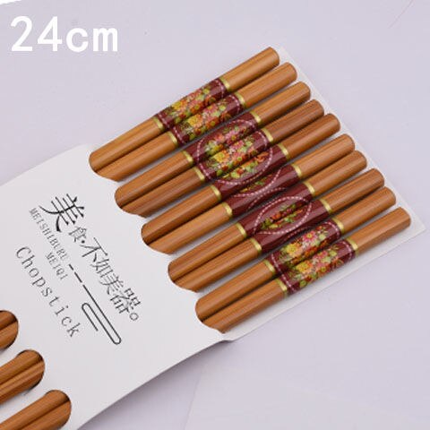 Creativo marmorizzazione 5 paia bacchette riutilizzabili fatti a mano in bambù giapponese bastoncini di legno Set Sushi cibo posate cinesi naturali: 5 pair D