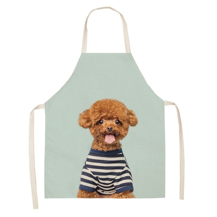 Delantal de cocina para padres e hijos precioso perro foto impresa sin mangas algodón Lino Delantales para hombres mujeres hogar Herramientas de limpieza