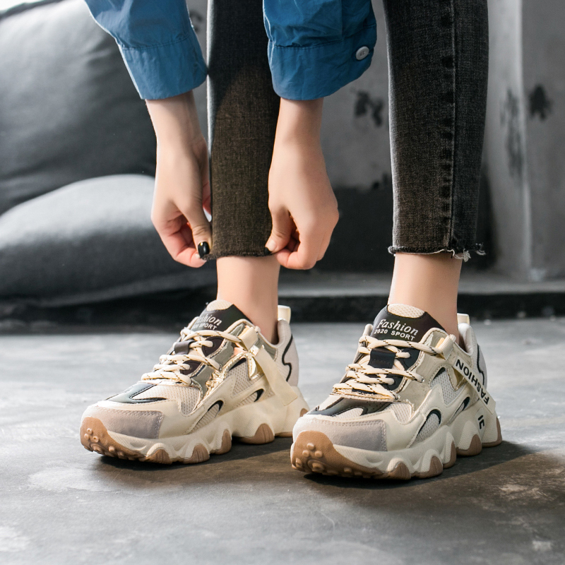 2021 Tenis Feminino damskie buty do tenisa Comfort Gym sportowe buty damskie stabilność sportowe trampki sportowe latające tkane buty z siateczki: Beżowy / 37