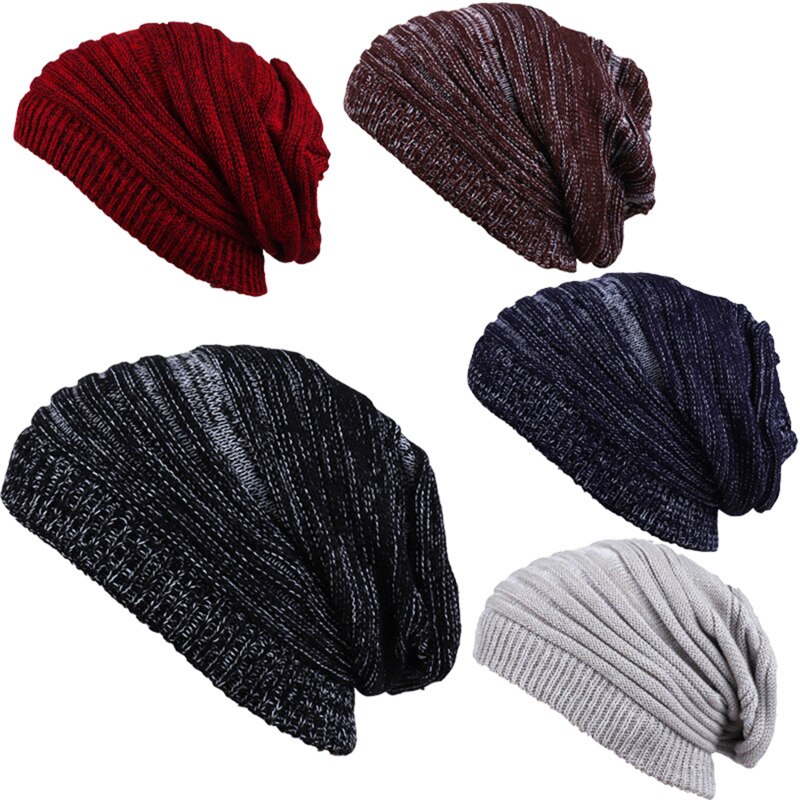 Gebreide Muts Warm Beanie Voor Man Hip Hop Winter Hoeden Unisex Effen Kleur Motorkap Toevallige Mutsen Herfst Caps Voor volwassenen