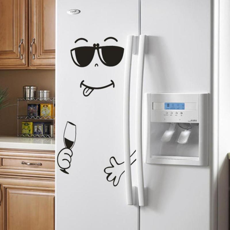 Cute Smiley Sticker Fridge Magnets Happy Face Kitchen Fridge Wall Stickers Decor Art Tile Refrigerator Wall Stickers Wallpaper