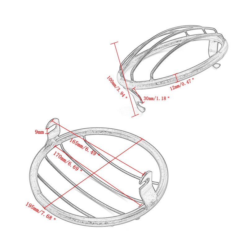 6.5" Retro Motorcycle Headlight Grill Side Mount Cover W/ Bracket Cafe Racer