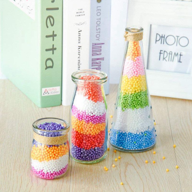 Micro-Polystyrene Styrofoam Beads Small Foam Balls Slime Beads Set with 3 Slime Tools Fit for Slime Making Art DIY Craft, (Conta