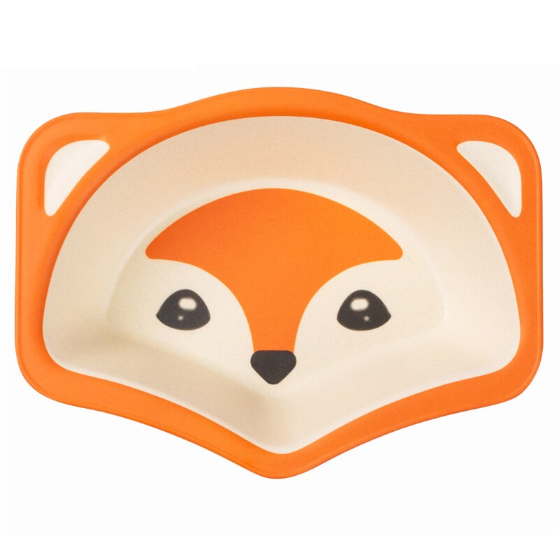 Baby Kids Natural Bamboo Fiber Bowls Cute Cartoon Animal Dishes Baby Feeding Tableware Children Infant Toddler Portable Plates: Fox