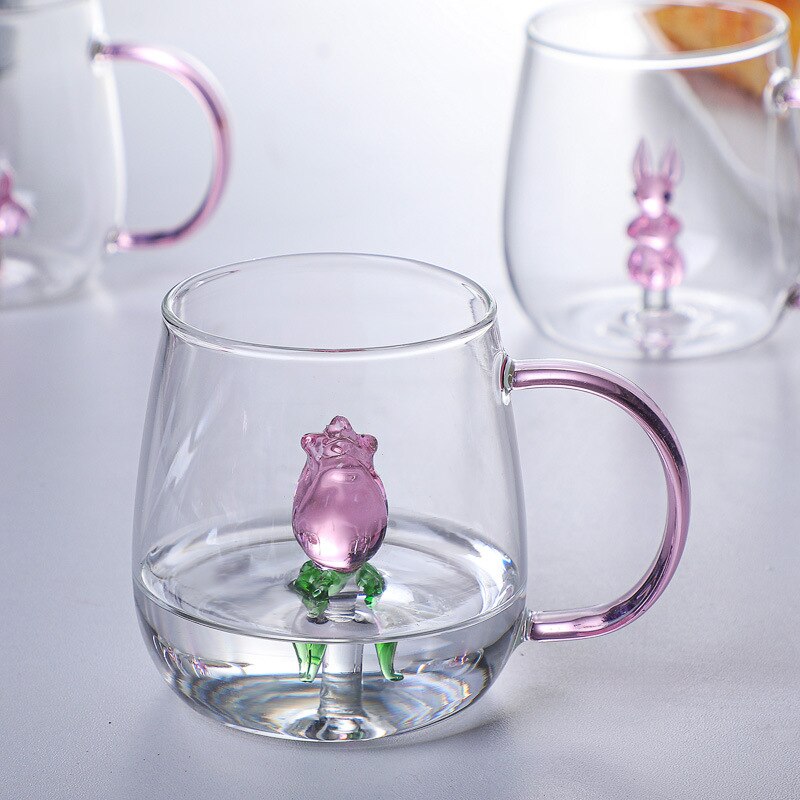 380ML Cartoon Animal Shape Glass Home Cute High Borosilicate Glass Single Layer Cup Living Room with Guests Juice Cold Drink Cup