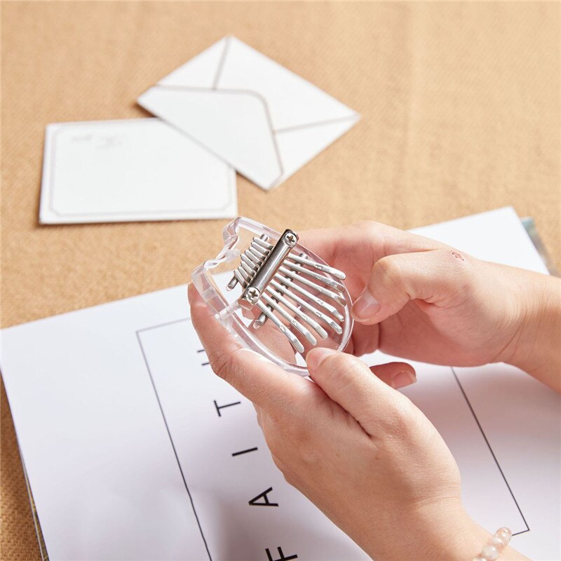 Kalimba portátil transparente de cristal para principiantes, instrumento Musical de pulgar, Piano, Mini Pulgar, 8 teclas, herramientas para el Piano
