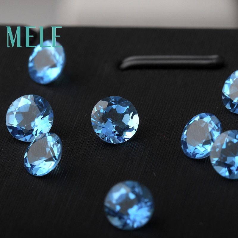 MELE Natuurlijke Blue topaz voor sieraden maken, Heldere 6mm ronde cut loose gemstone, Sieraden met steen