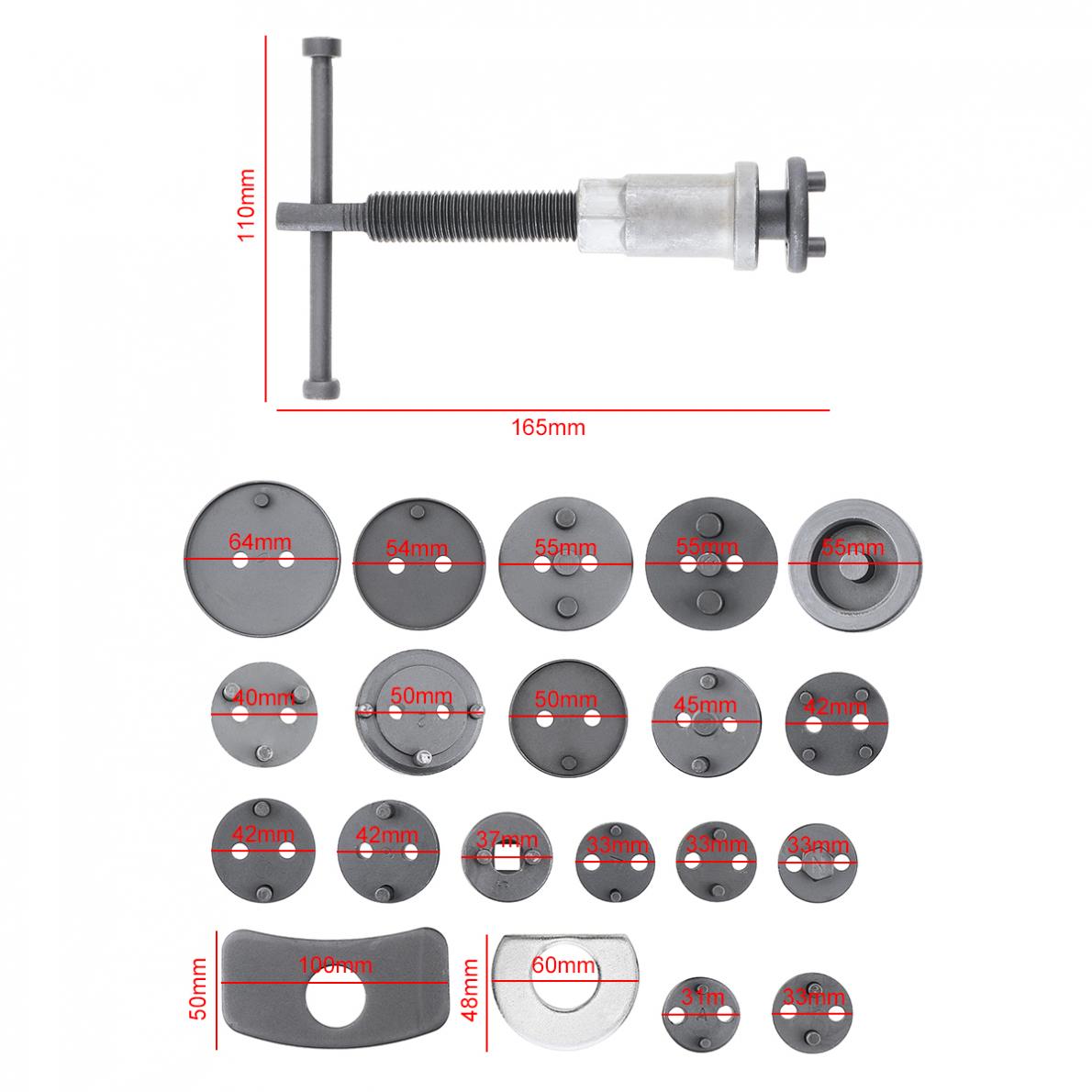 22pcs/set Car Disc Brake Caliper Wind Back Brake Piston Compressor Pad Regulator Tool with Replaceable Brake Piston