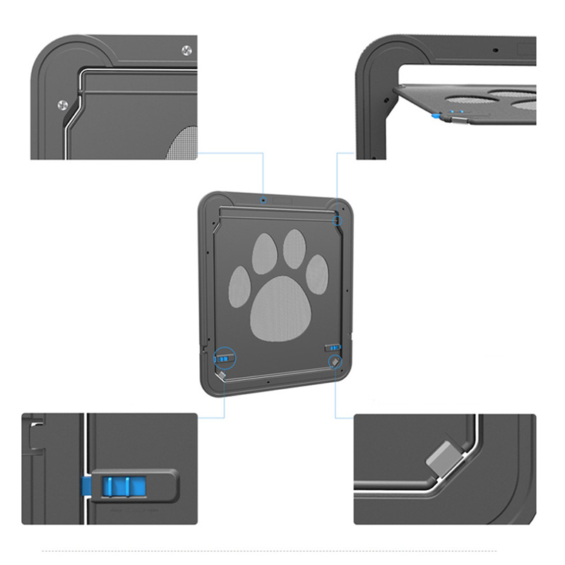 4-- vejs låsbar plast kæledyr stor hund kattedør til skærmvindue sikkerhedsklappeporte kæledyrstunnel hund hegn fri adgangsdør til hjemmet
