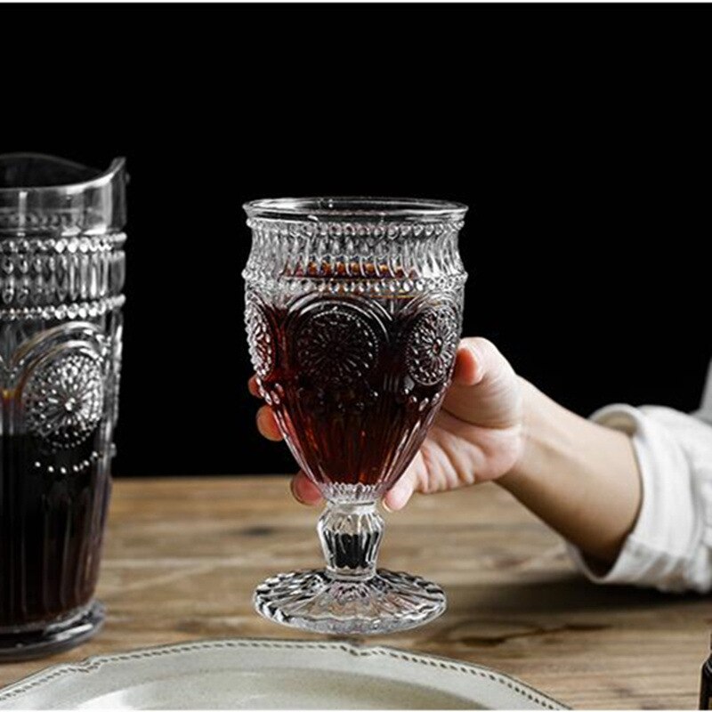 Grand verre à vin en relief style Baroque européen, 350ML, style rétro, rouge, pour Bar, multifonctionnel,