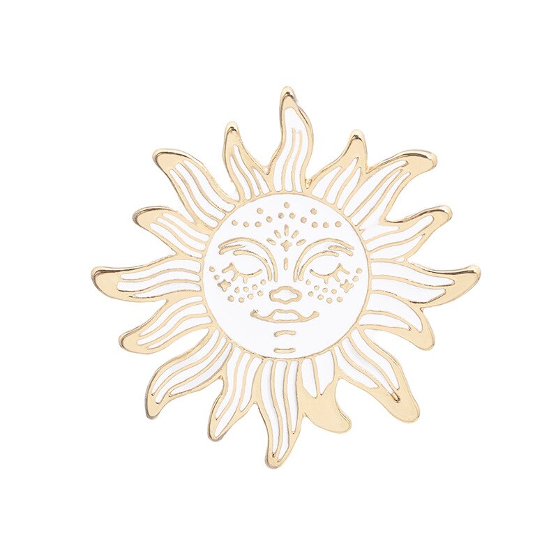 Broches de pulverización de Luna y sol con dibujos animados, alfileres de aleación Punk, insignias de etiqueta para ropa de mujer y niña, para , joyería, novedad: sun