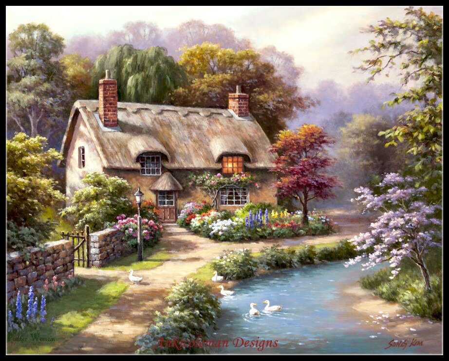 Broderie point de croix compté Kits couture-artisanat 14 ct DMC couleur bricolage Arts fait main décor-paysage 228 w x 182 h