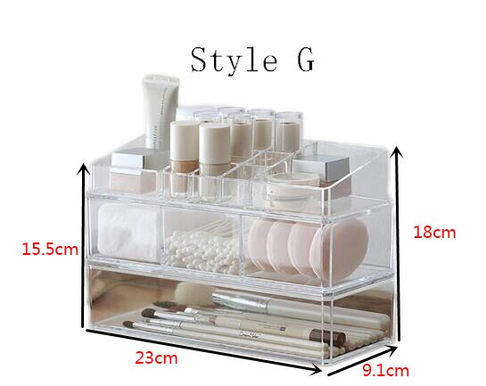tiroir en acrylique Transparent, Portable, empilable, détachable, boîte de rangement cosmétique anti-poussière: G