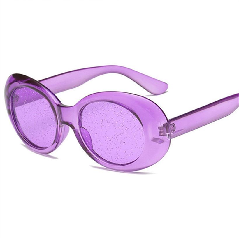 NYWOOH Oval Sunglasses Women Colorful Candy Clear Sun Glasses Men Sequin Red Pink Eyewear Kurt Cobain Glasses Clout Goggles