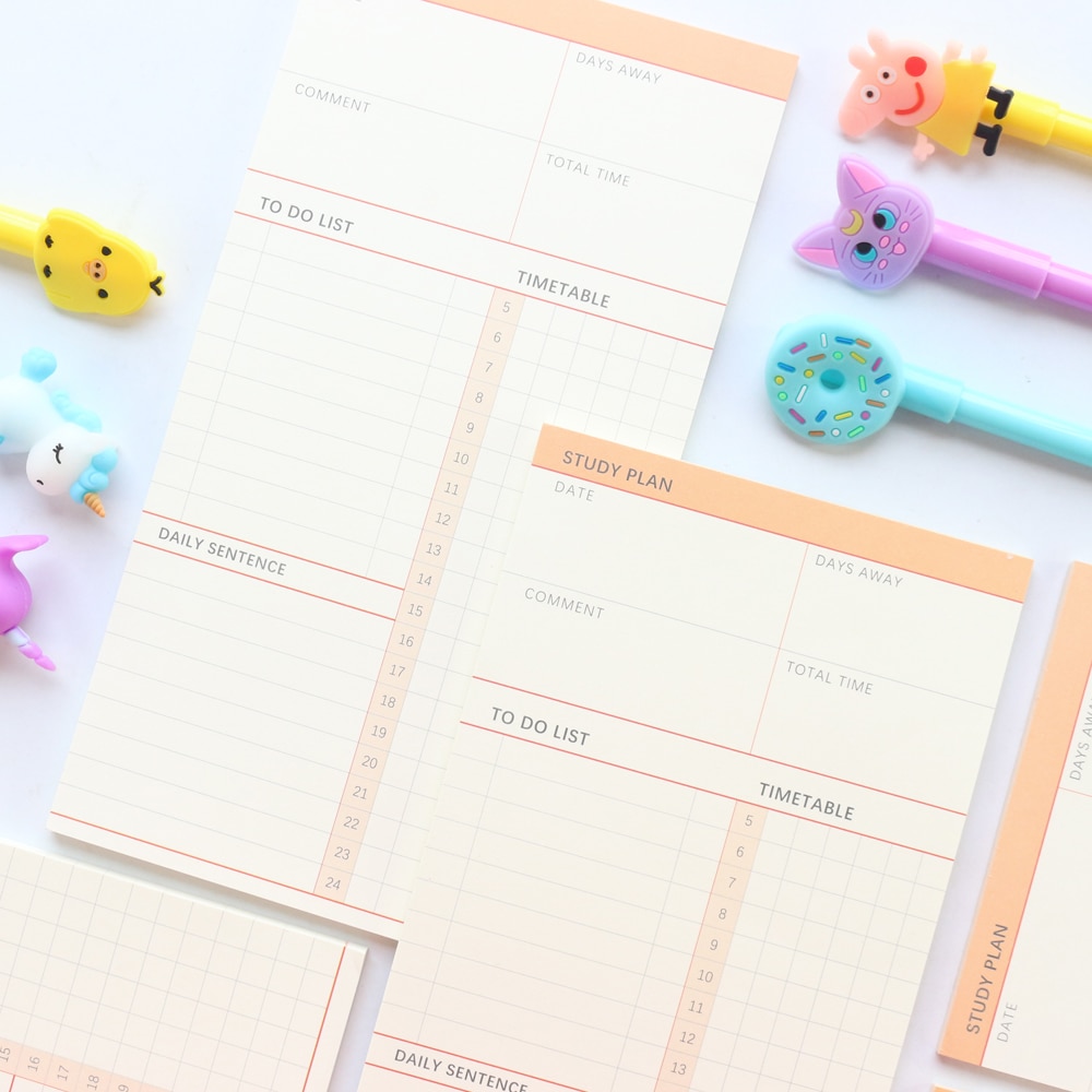 Domikee Leuke Gekleurde School Studie Plan Memo Pad Student Undated Dagelijkse Planner Doen Om Lijst Note Pad Briefpapier tear