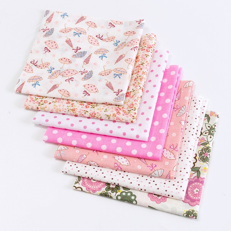 7pcs/set Vintage Floral Patchwork Fabric 100% Cotton Printed Cloth DIY Handmade Accessories for Sewing Dolls Needlework Material: 07