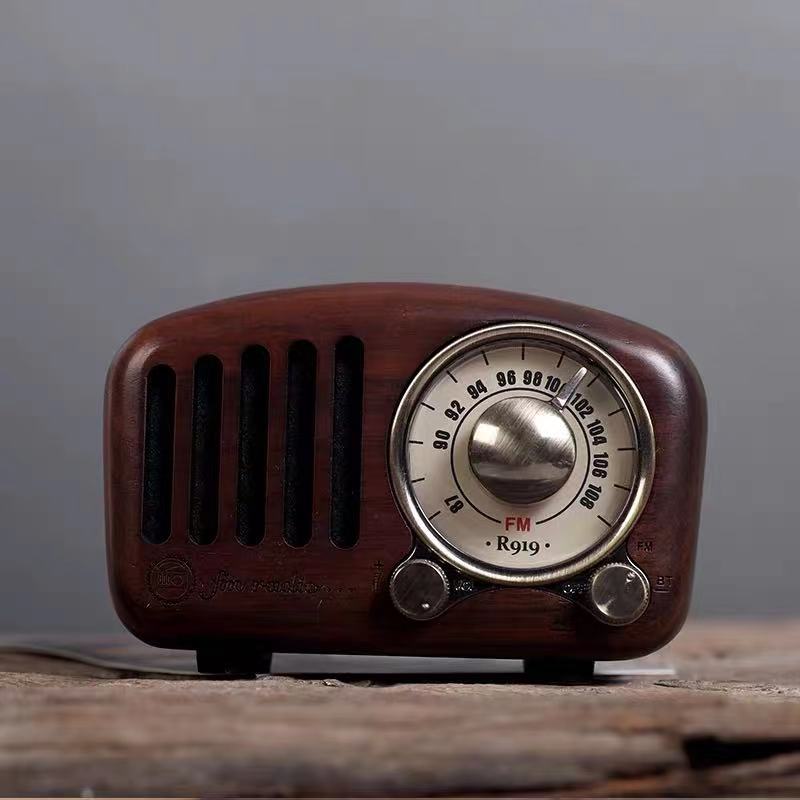 Vintage radio retro bluetooth 5.0 højttaler valnød træ fm radio med gammeldags klassisk stil stærk basforstærkning tf kort