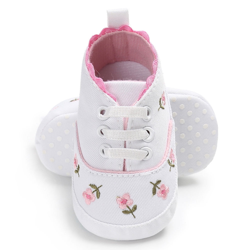 Canvas Newborn Infant Baby Girls Floral Soft Soled Non-slip Crib Shoes First Walker Anti-slip Sneakers 99