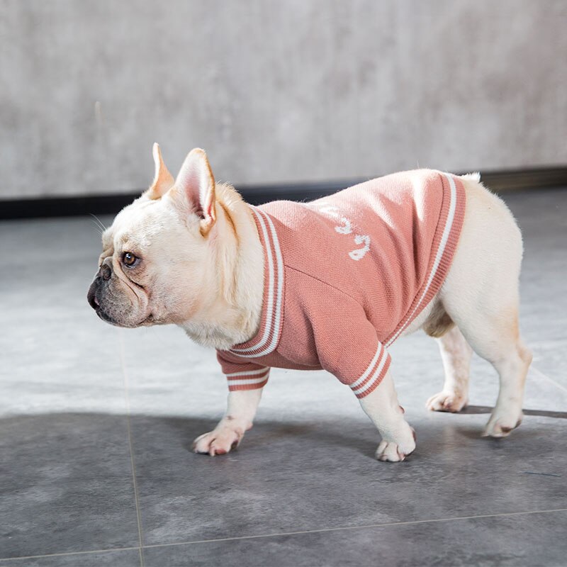 Fathin varm hund genser fransk bulldog liten stor bokstav hundeklær sml xl: Rosa / Xl