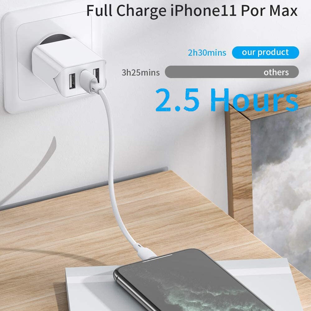 Schitec 5V/3.1A Usb Charger Voor Iphone Charger 3 Poorten Snelle Opladen Muur Telefoon Oplader Voor Iphone Samsung xiaomi Usb Adapter