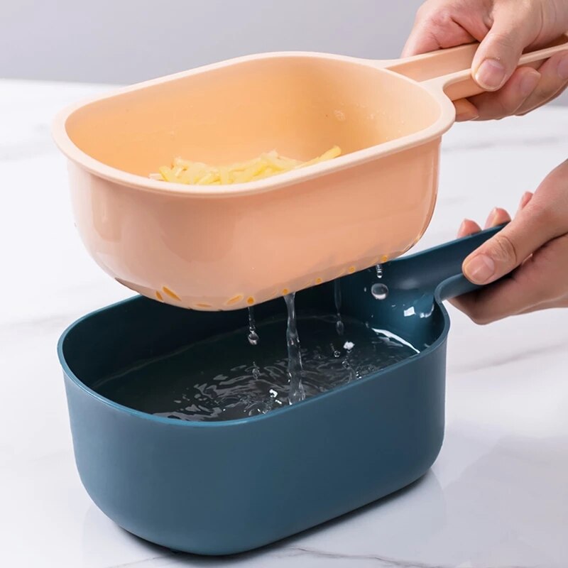 Jordan Judy-cuenco cortador de frutas y verduras, pelador multifuncional, rallador de cocina con escurridor, rebanador para comida, Hogar Inteligente