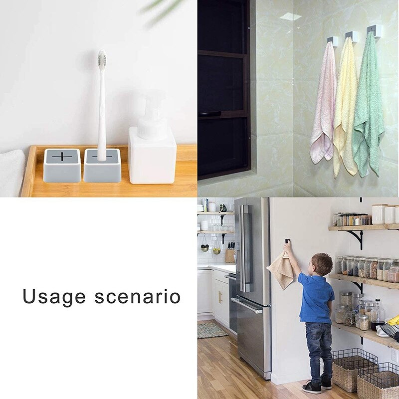 Towel Holder for Bathroom - Self Adhesive Kitchen Towel Hanger Grabber, Wall Mount Dish Towel Hooks , 3 Pack Black