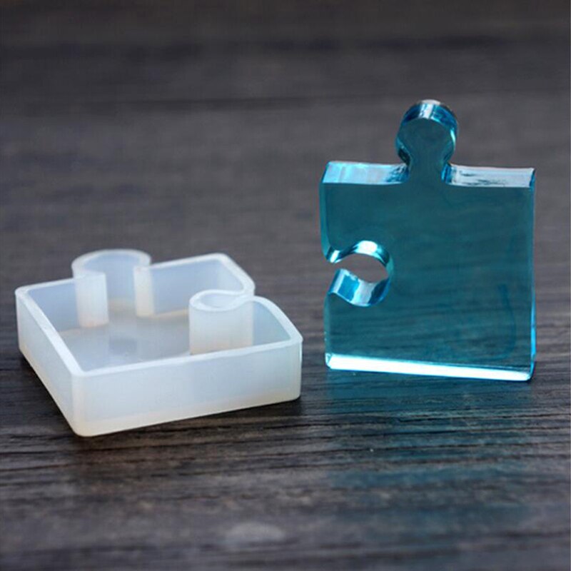 4pcs/set Puzzle Piece Gemstone Crystal Epoxy Resin Mold DIY Jewelry Pendant Making Tools Epoxy Clear Silicone Mould
