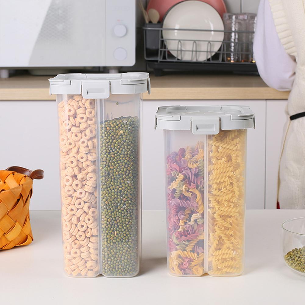 Food Storage Box Cereal Sealed Box Snacks Jar Refrigerator Food Crisper Kitchen Accessories Organizer Home 4 Grid Compartment