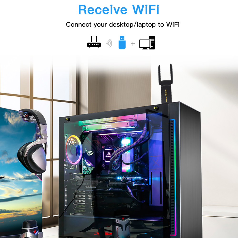 FENVI WiFi 6 USB Dongle MT7921 Ricevitore 1800Mbps Dual Band 2.4G/5G Scheda di rete wireless USB 3.0 Adattatore WIFI per laptop desktop
