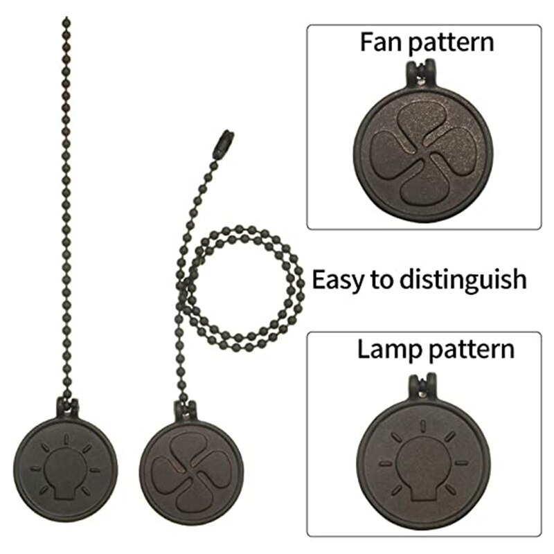 Ceiling Fan Pull Chain Set, 4 Pieces Bulb and Fan Pattern Pull Chain Extension Fan Pull Chain Pendant