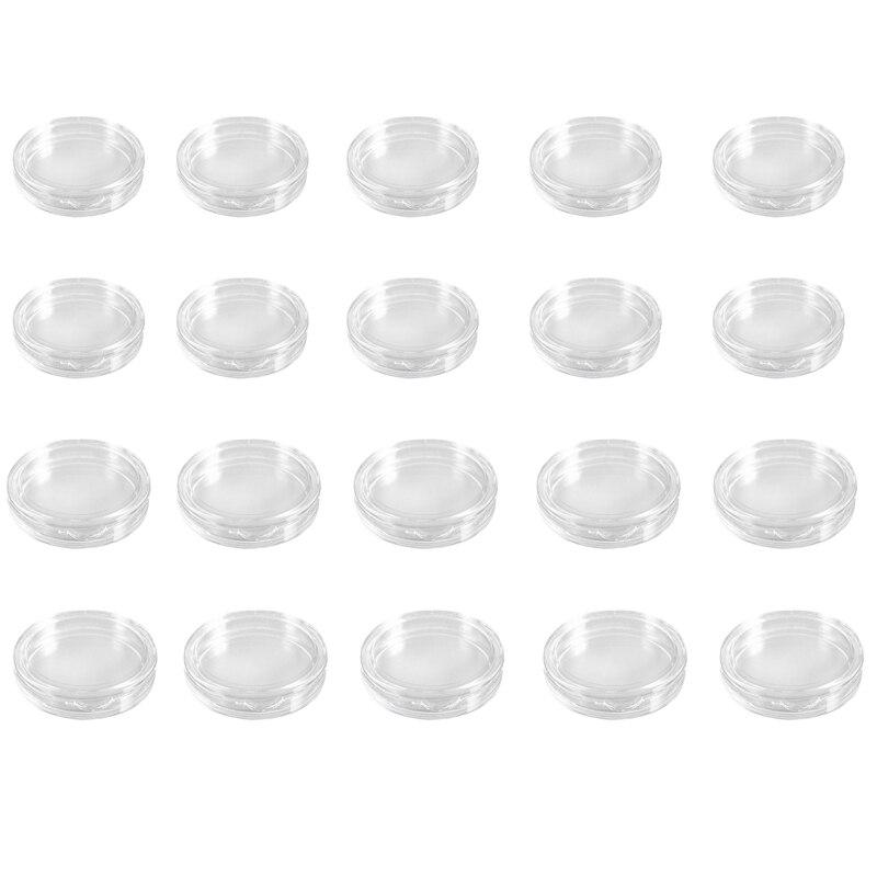 20 pièces petite boîte ronde transparente en plastique Capsules 25mm & 27mm