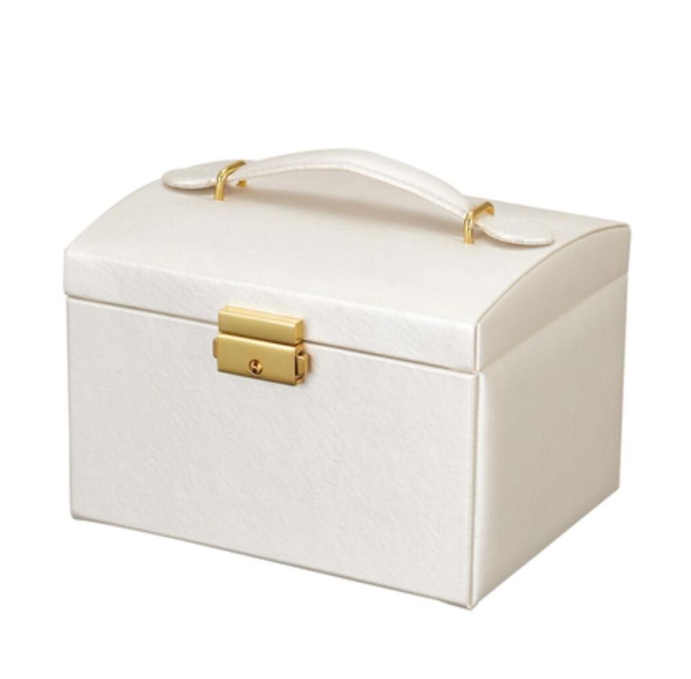 PU Schmuck Organizer box make-up Organizer Armbänder Ohrring & Ring sarg verpackung fall box Halskette container mädchen: WHITE