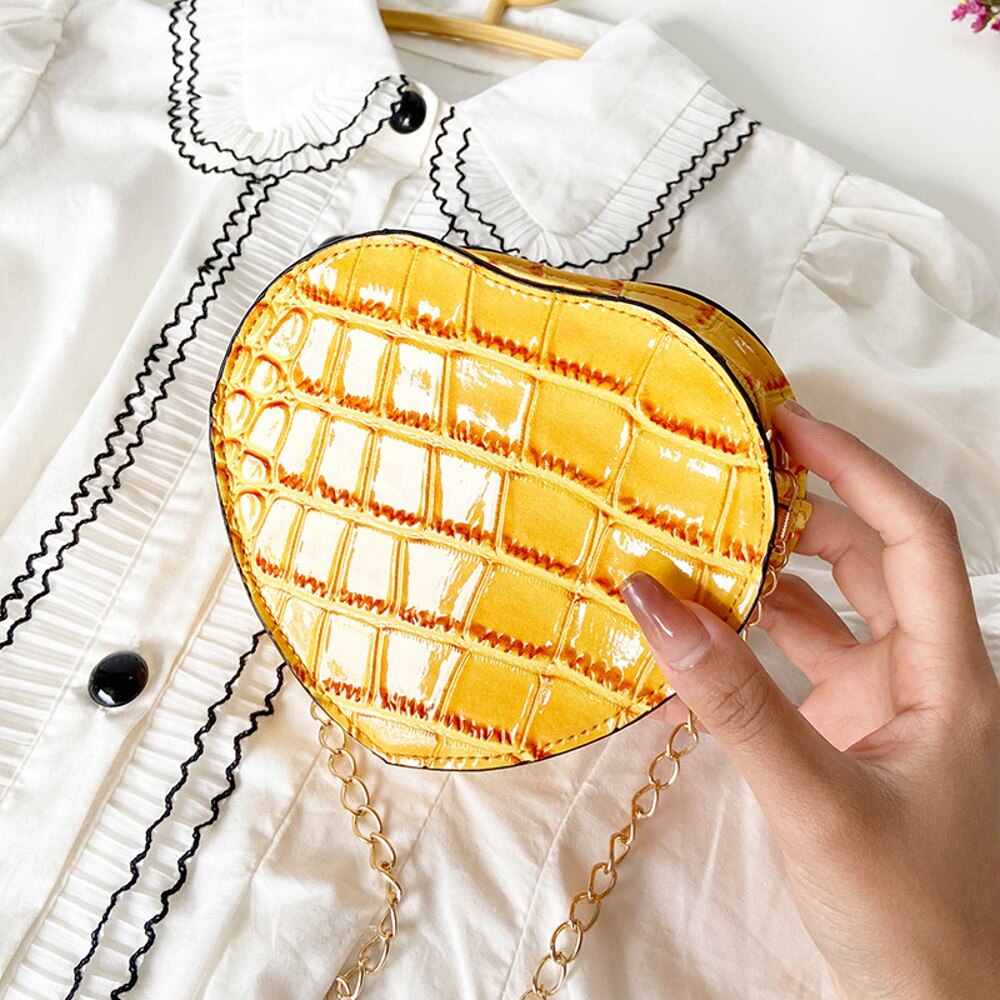 Bolso de hombro clásico para mujer, bandolera con forma de corazón, informal, de: Amarillo