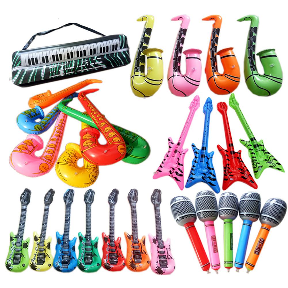 Pvc Opblaasbare Gitaar Microfoon Luit Muziekinstrument Vorm Kids Toy Party Props Decoratie