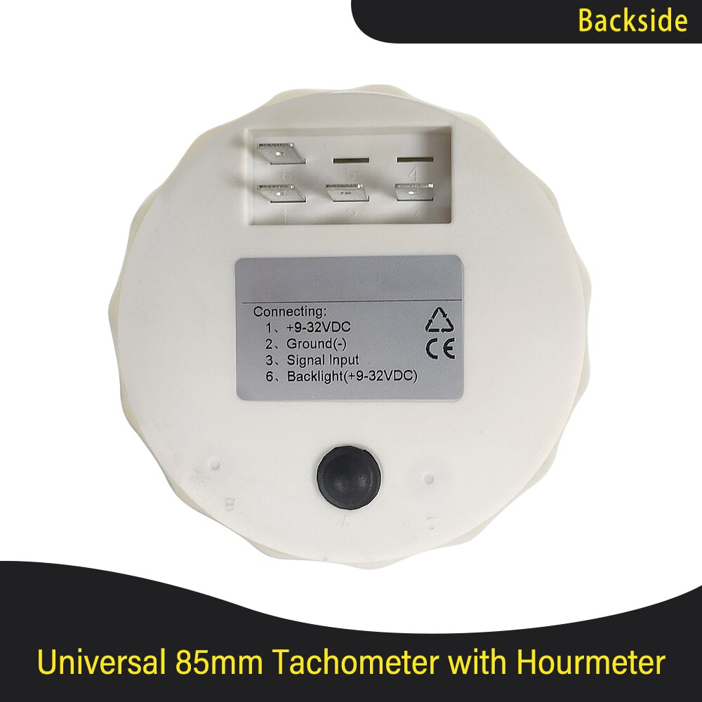 Universele 85Mm Auto Boot Tacho Sensor Marine Toerenteller Met Urenteller 3000 4000 6000 8000 Rpm Toerenteller 12V/24V Rode Backlight