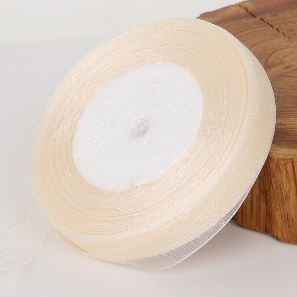 Ruban Organza ivoire 15/20/25/38mm, 45 mètres (50yards), pour vêtements, tissu à coudre, bricolage, emballage , rubans de décoration de mariage, fournitures de fête: 15mm