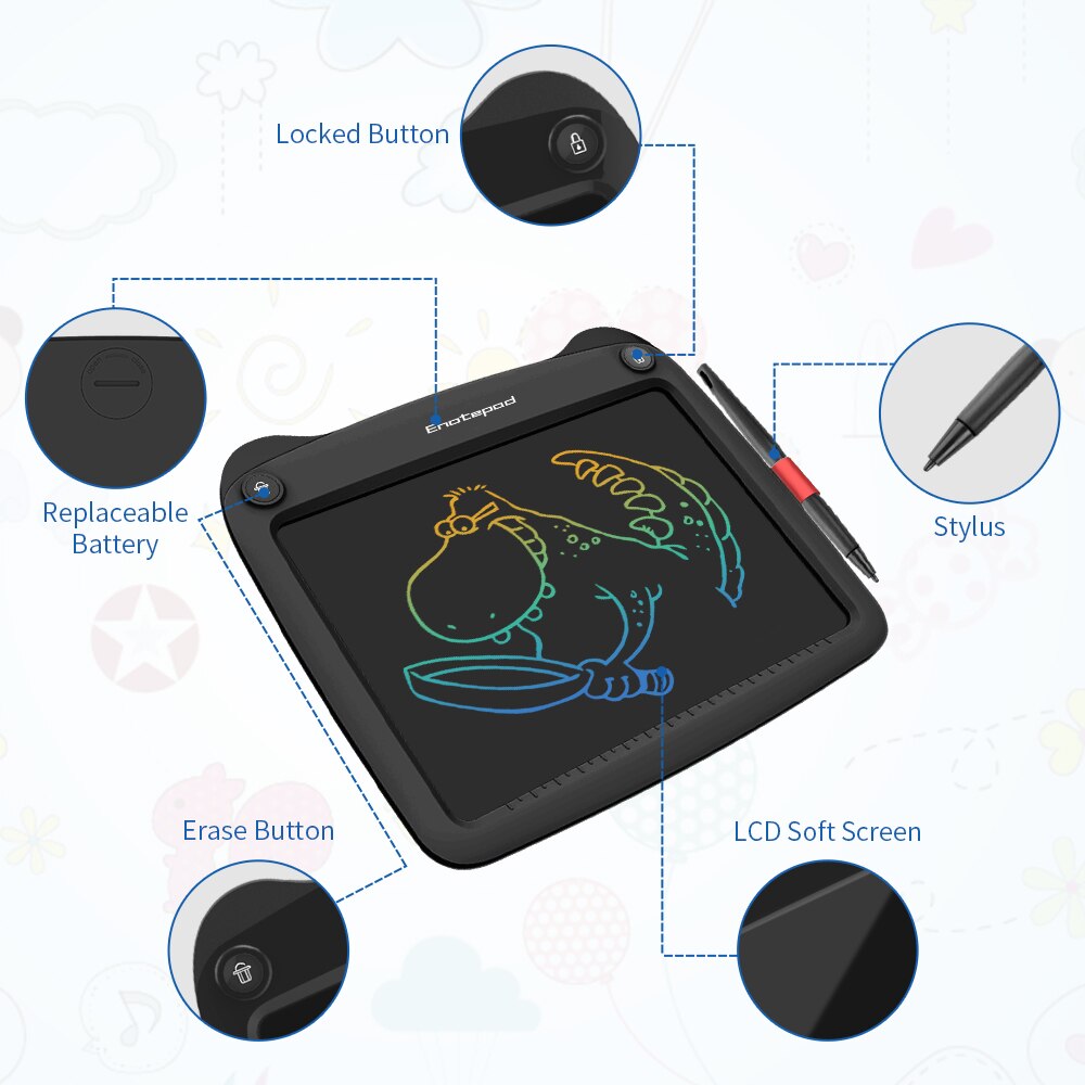 Enotepad 9 Inch Lcd Writing Portable Smart LCD Writing Tablet Electronic Handwriting Pad graphics tablet pen lcd eraser