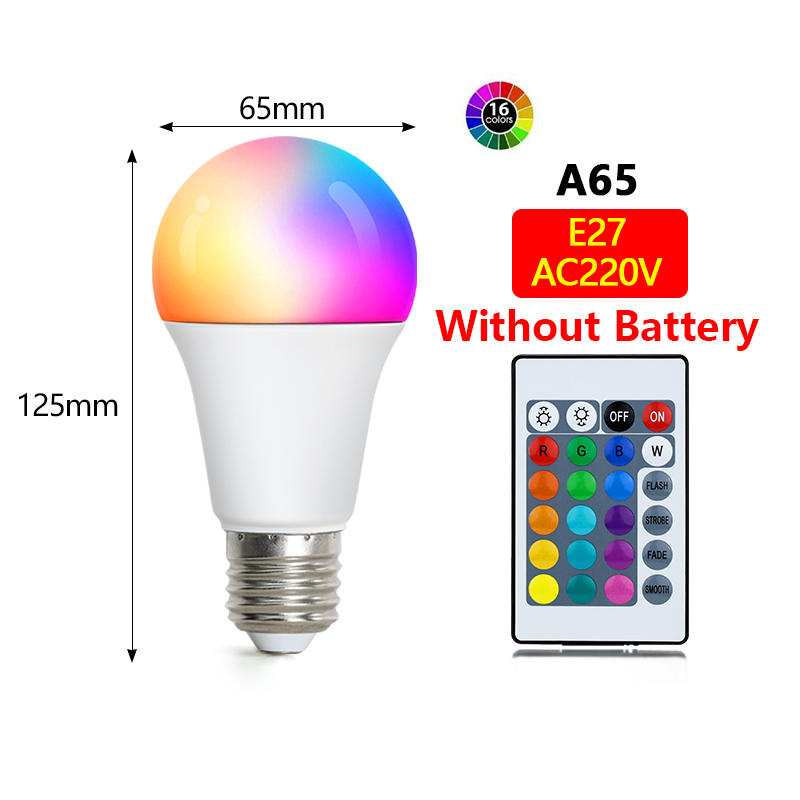16 Colors RGB Bulb LED Multicolor Bulb E27 Base 220V Household Lighting Dimmable 24 Key Remote Control Atmosphere Neon Light: Bundle2