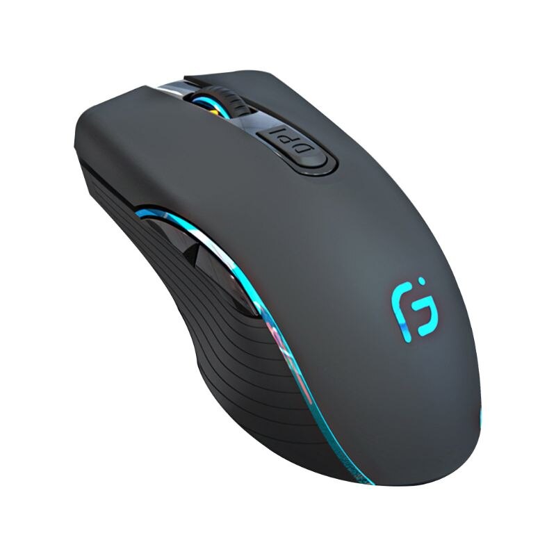2.4GHz USB Wireless Bluetooth Rechargeable Mouse 7 Color Breathing Light 3 Gear DPI Silent Gaming Office Laptop Mouse: black-1