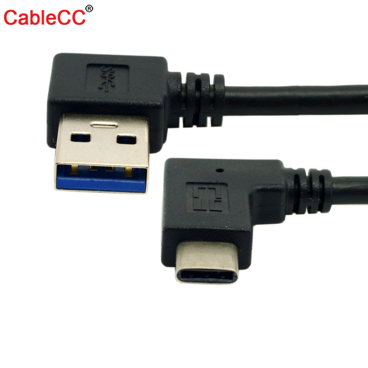 Xiwai 0.3M Omkeerbare Usb 3.1 USB-C Schuin Naar Links Schuine 90 Graden A Male Data Kabel