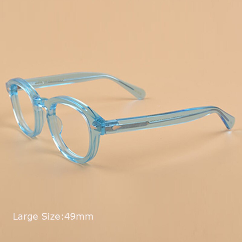 Johnny Depp Lemtosh Eyeglasses Frame Men Women With Box&amp;Case Computer Optical Retro Glasses Spectacle Frame For Male: blue-49mm box