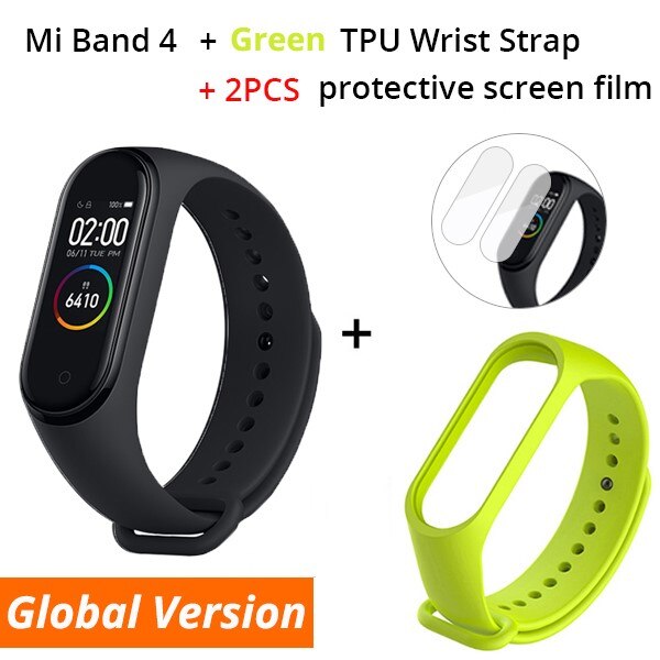 Originale Xiao mi mi fascia 4 Globale versione Di Smart braccialetto 3 Di colore schermo AMOLED mi FASCIA 4 Fitness Traker Bluetooth smartband: GL n Green Strap