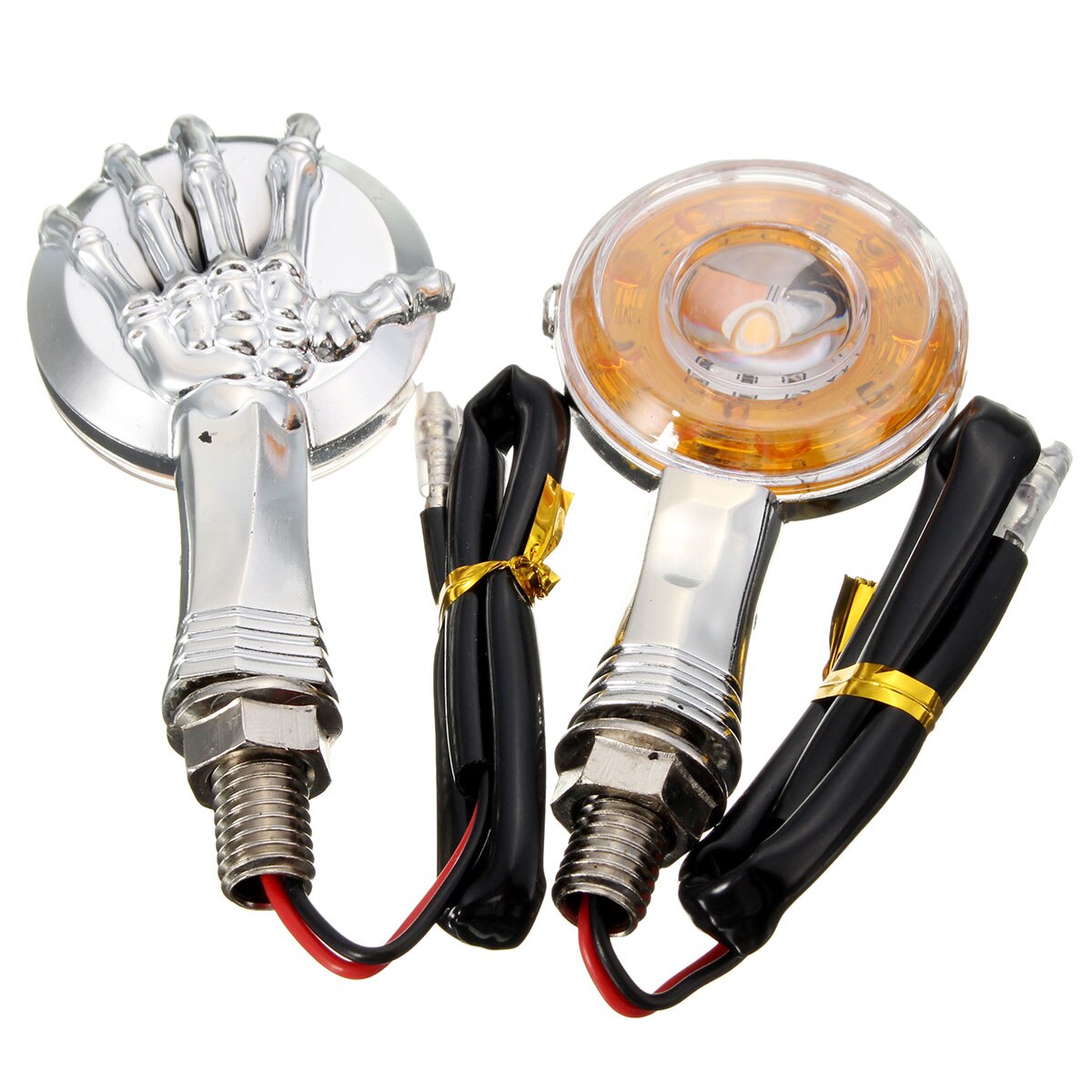 12V Chrome Skull LED Motorcycle Knipperlichten Indicator Lamp voor Davidson Dyna Softail Sportster 883 Street Glide