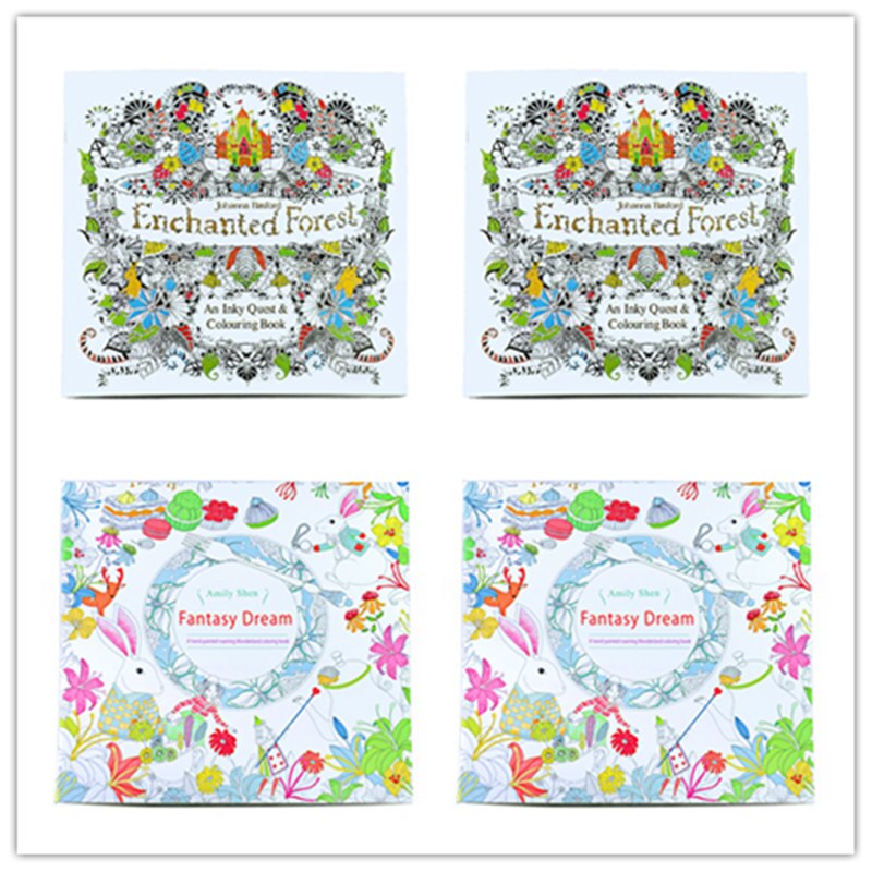 4 pcs/Lot Fantasy Dream Secret Garden Coloring Book For Adults Children Anti-Stress Drawing Art Books School Office Stationery: C