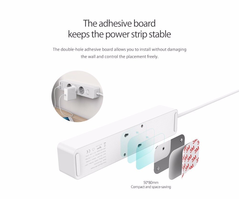 ORICO 3/5 AC+2 USB Power Strip with USB Electronic Socket Home Office Surge Protector EU Plug hargers Extension Smart Socket