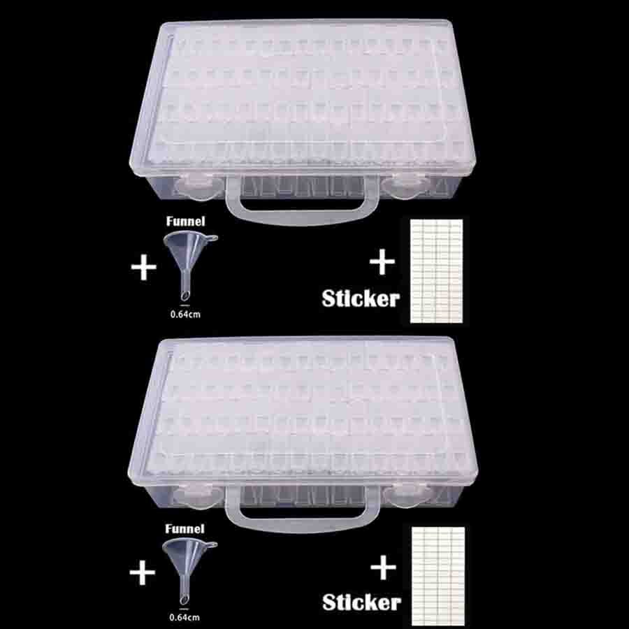 28/56/64 Grids Diamond Painting Storage Box Tool Accessories Bead Container Rhinestone Diamond Embroidery Stone Organizer: 2pc 64 white