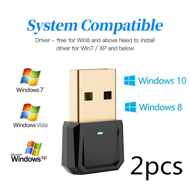 USB Bluetooth 5.0 Adapter Transmitter Receiver Bluetooth Dongle USB Adapter for Computer PC Laptop Keyboard Printer Speaker: 2pcs