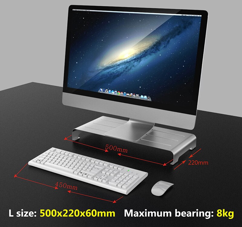 Aluminium Alloy Laptop Stand Support Notebook Stand Holder For Macbook Air Pro iMac Lapdesk Computer Monitor Bracket Mount: L size 50x22x6cm