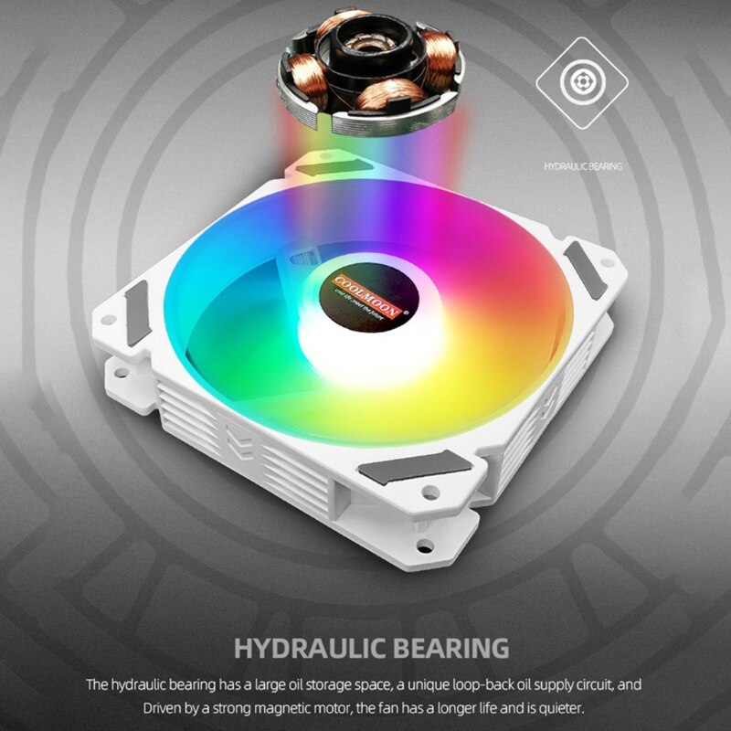 Coolmoon 120mm PWM ARGB PC Case Fan Quiet 4 Pin Addressable RGB Cooling Fan for CPU Cooler Computer Chassis