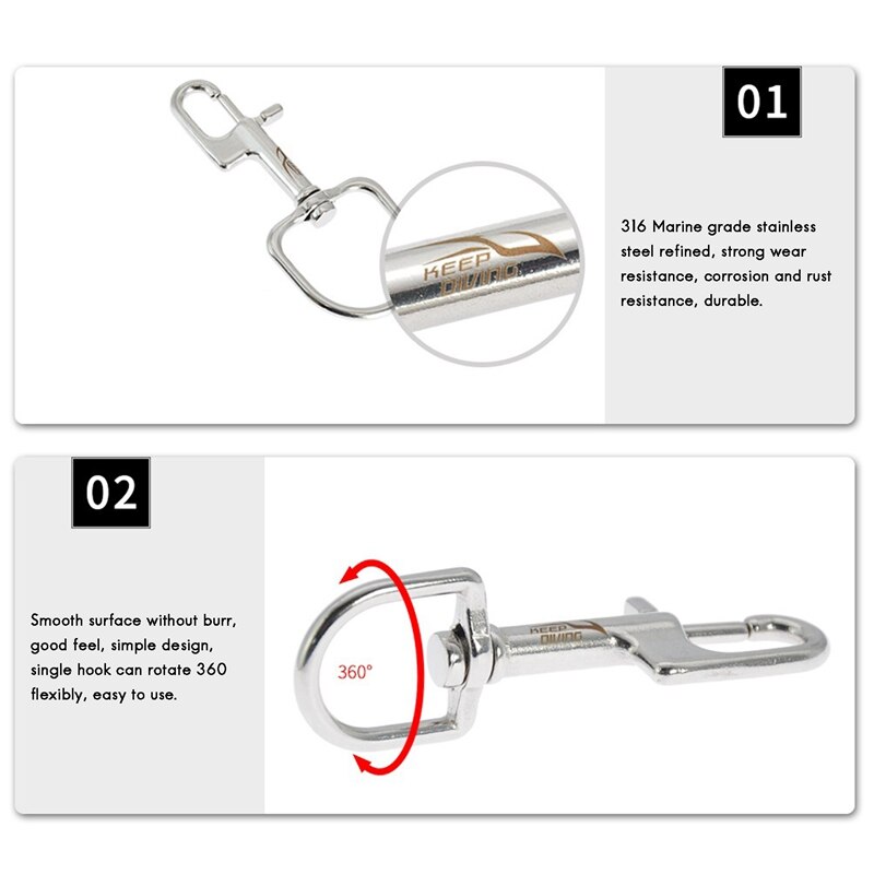 Houden Duiken 316 Rvs Duiken Single-Hoofd Haak Haak Quick Release Lente Haak Bcd Duikuitrusting